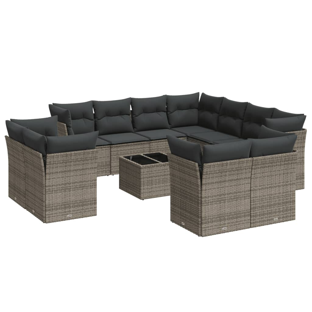 12 részes szürke polyrattan kerti ülőgarnitúra párnákkal (3250359)