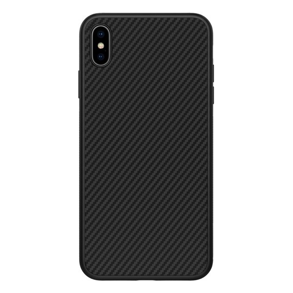 NILLKIN SYNTHETIC FIBER műanyag telefonvédő (környezetbarát, karbon minta) FEKETE [Apple iPhone XS Max 6.5] (5996457808816)