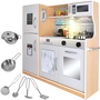 Kruzzel 22115 Children's wooden kitchen with accessories XXL white and brown