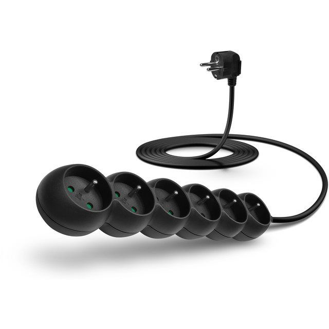 CONNECT IT hosszabbító 230 V, 6 aljzat, 3 m, fekete (CES-1321-BK)