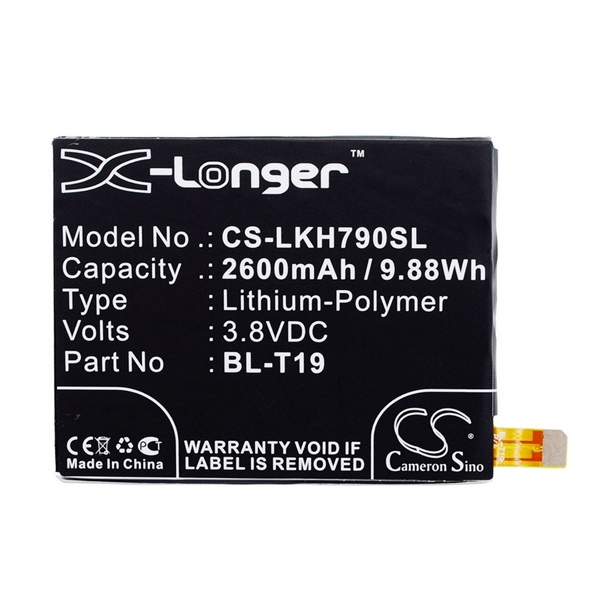Cameron Sino Li-Polymer akku (3.8V/2600mAh, Google BL-T19 kompatibilis) FEKETE LG Nexus 5X (H791) (CS-LKH790SL)