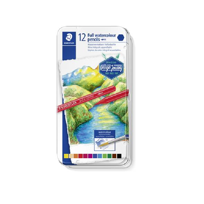 Staedtler Design Journey Hatszögletű Akvarell ceruza készlet fém dobozban (12 db / csomag) (14610G M12)