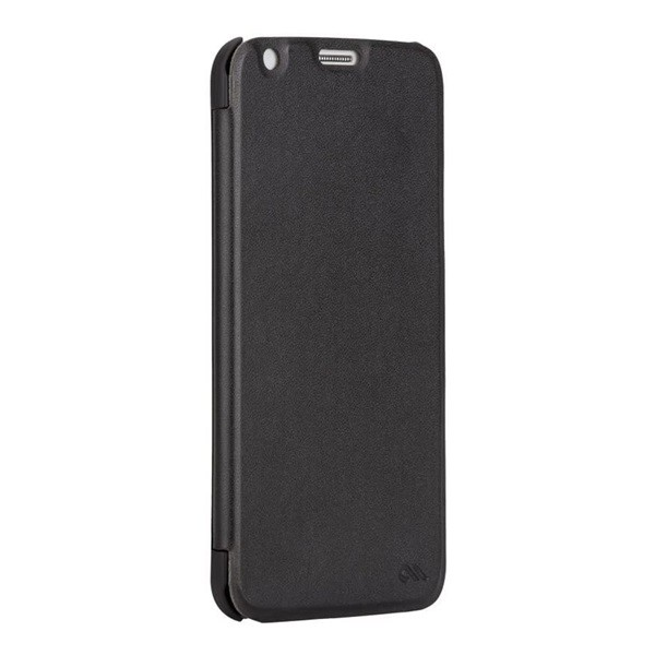 CASE-MATE műanyag telefonvédő (oldalra nyíló, bőr hatású FLIP) SLIM FOLIO - FEKETE [Samsung Galaxy S5 (SM-G900)]
