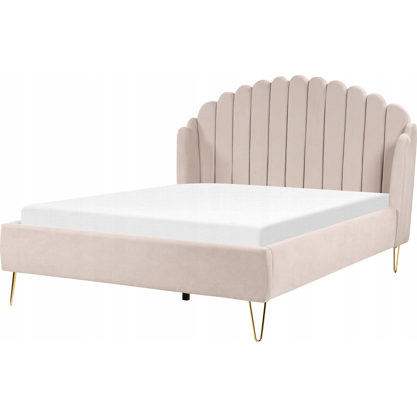 Cama Con Somier De Poliéster 140 X 200 Cm Cabecero Beige Ambillou - Beige