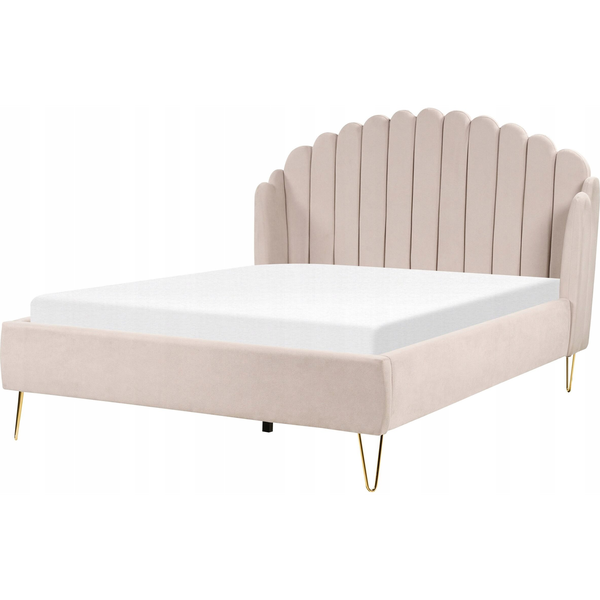 Cama Con Somier De Poliéster 140 X 200 Cm Cabecero Beige Ambillou - Beige