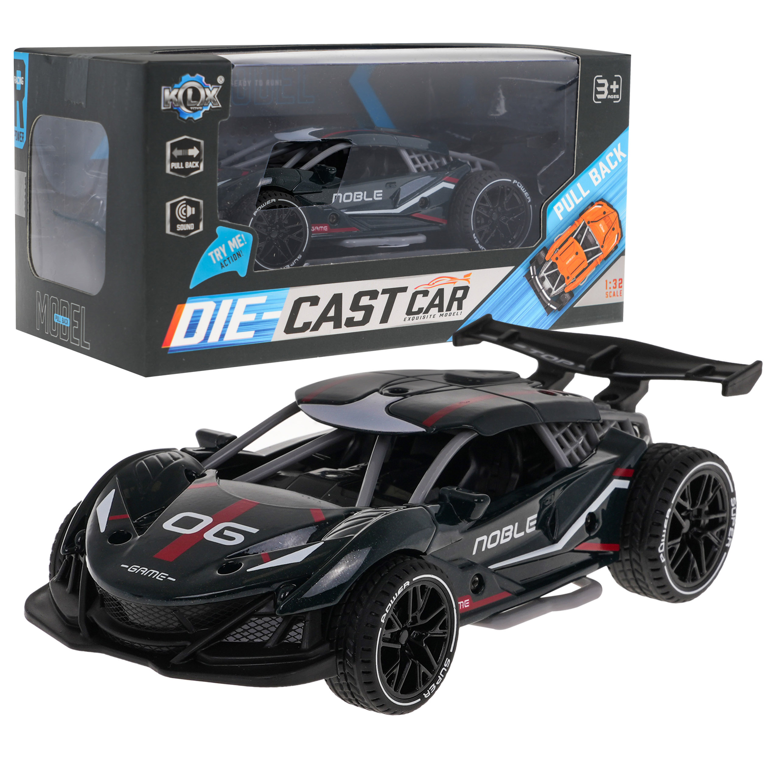 Ramiz NOBLE Pull Back versenyautó - Fekete (ZAU.KLX600-322)