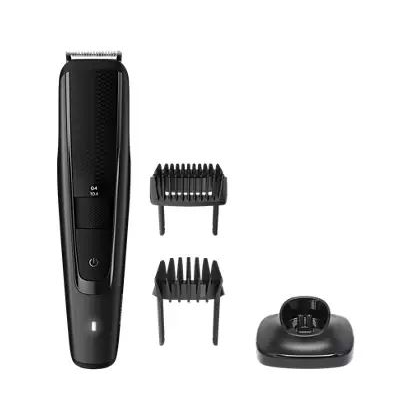 Тример за брада Philips BT5515/20, Остриета от неръждаема стомана 0,4-20 мм, Използване със и без кабел, 90 минути, 2 гребена, Стойка за зареждане, Черен