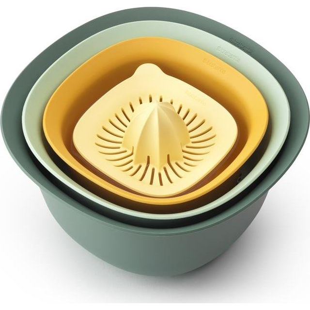 Brabantia Tasty+ Bake & Mix keverőtál szett, 2db keverőtál/ 1db szűrőedény/ 1db mérőkancsó/facsaró, többszínű, műanyag - 122262 (122262)