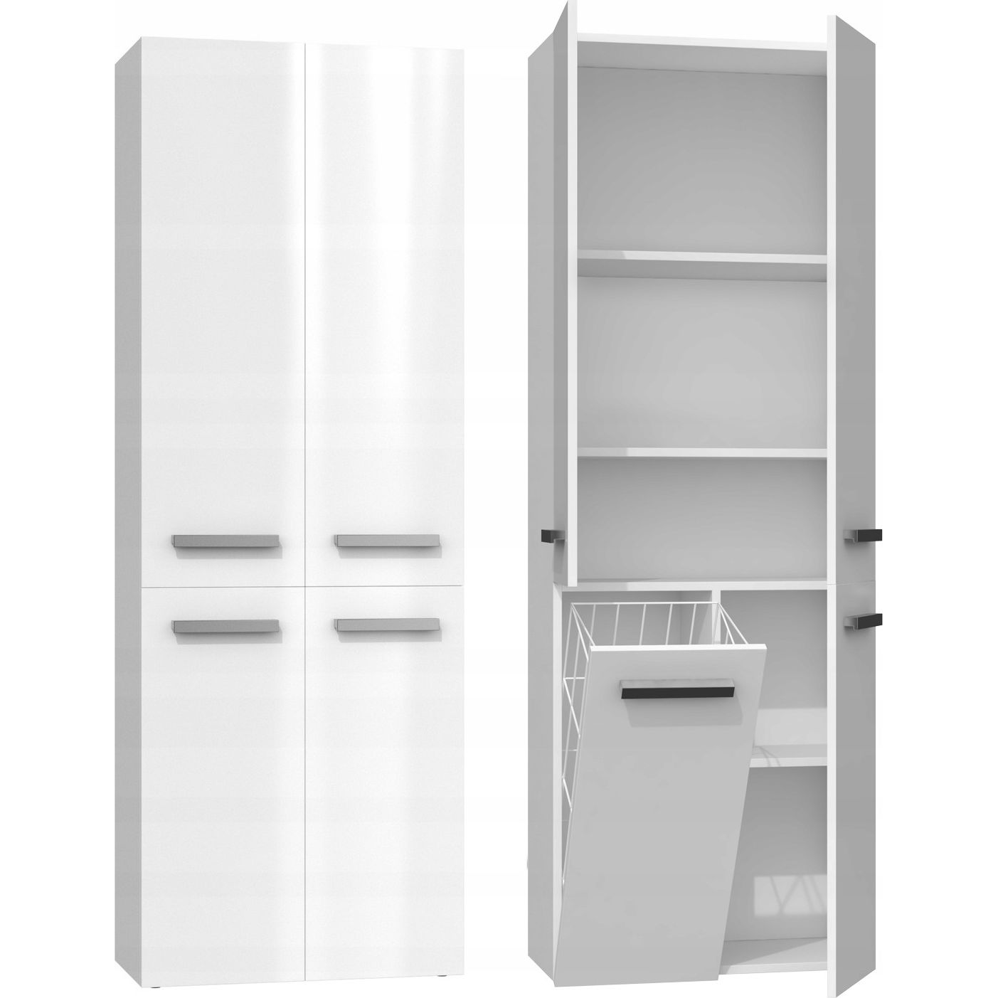 Adino Lungo Fürdőszobai Magasszekrény - Fehér (NEL 1K DD BPOŁ KPL)