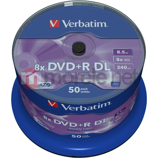 Verbatim DVD+R Double Layer 8x Matt Silver 50pk Spindle 8,5 GB DVD+R DL 50 stuk(s)