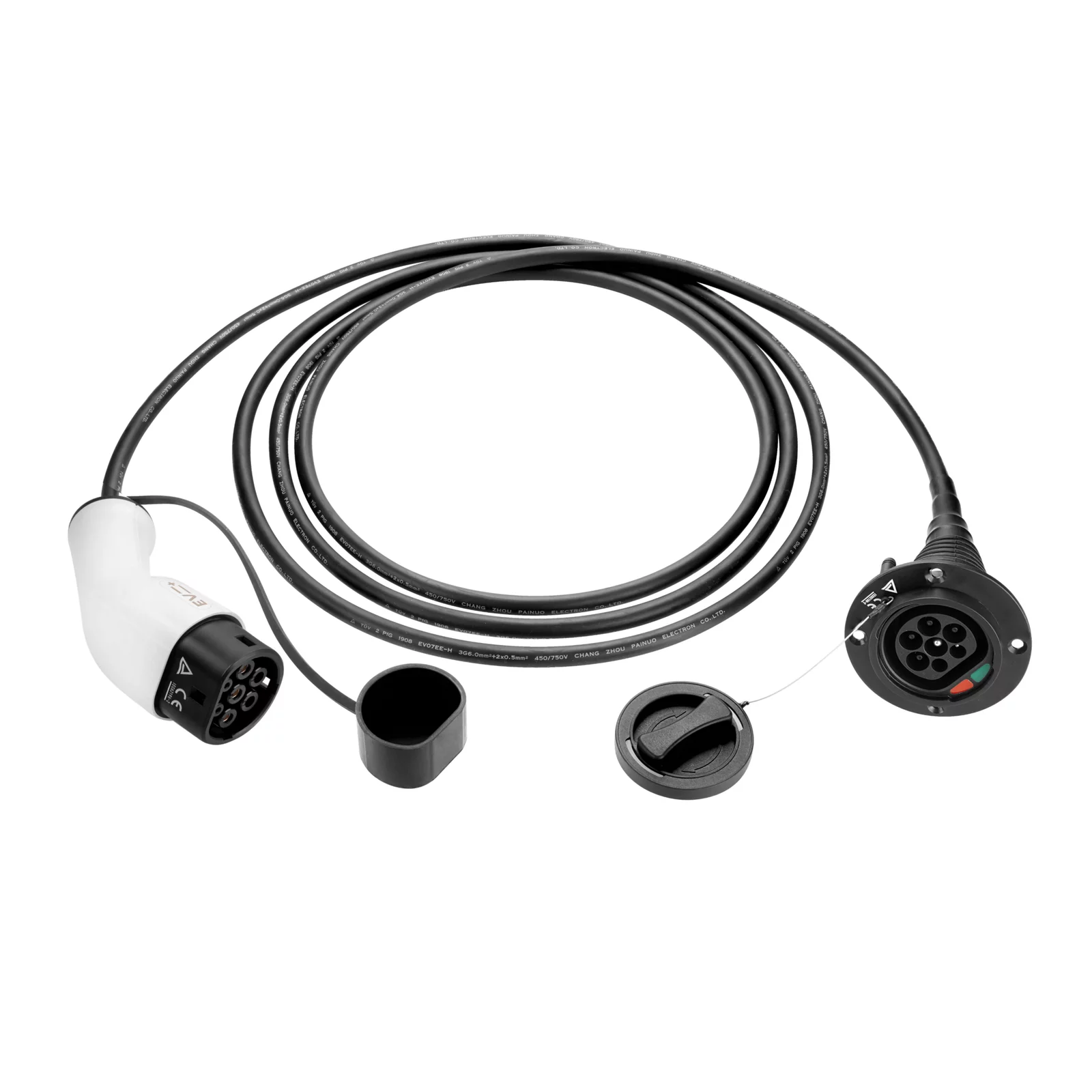 EV+ Type-2 Elektromos autó töltőkábel hosszabbító 5m (22 kW - 32A) (EV-CB-EXT-T2-32-3P-W-5M)