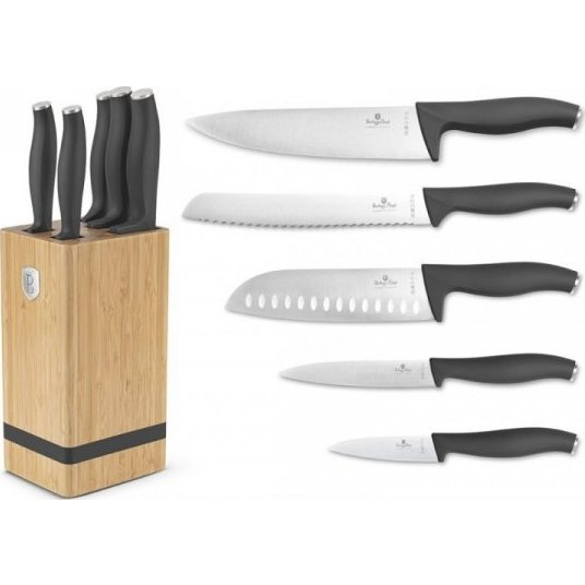 Berlinger Haus BH/2968 matt antracit 6 részes késkészlet bambusz állvánnyal (BH-2968)