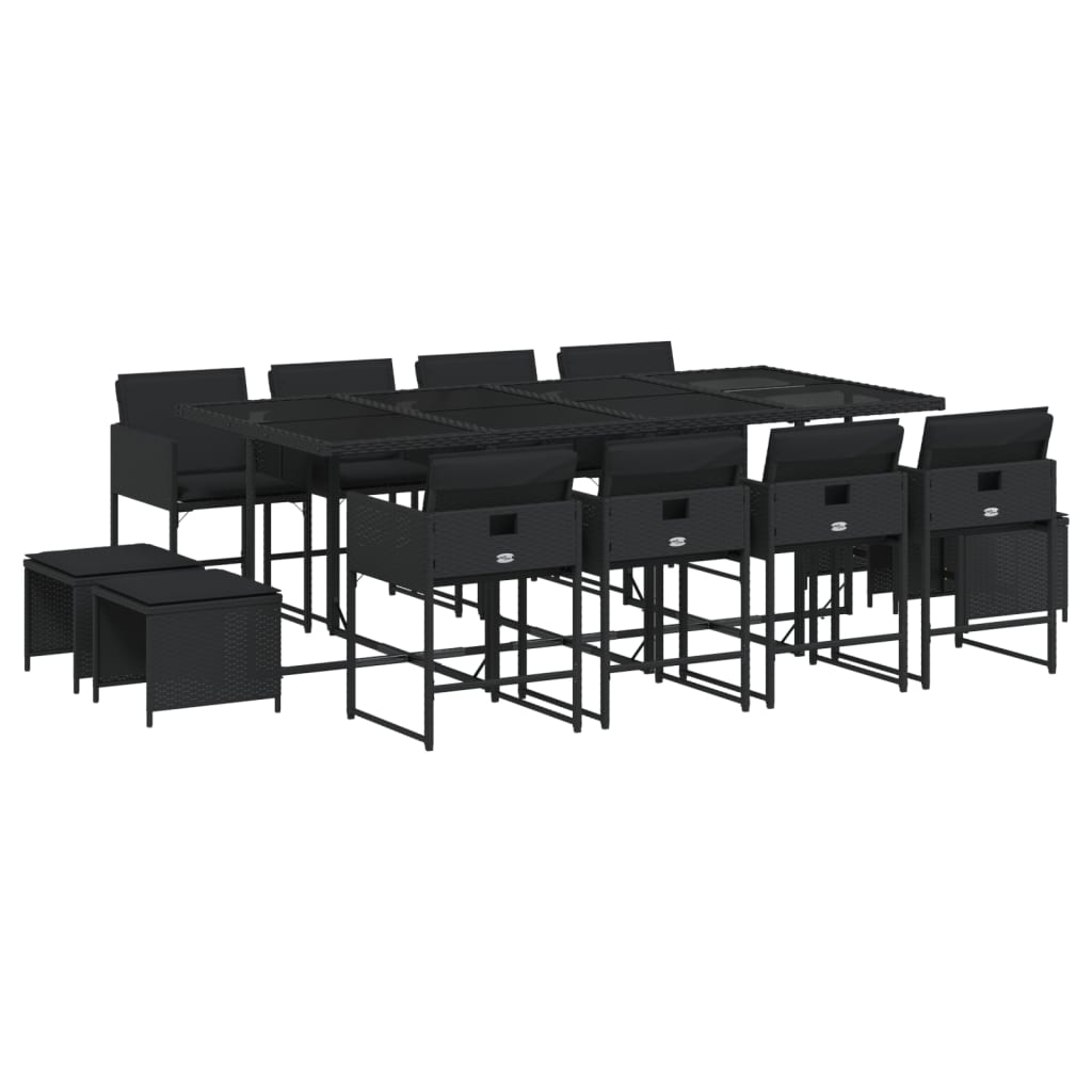 13 részes fekete polyrattan kerti ülőgarnitúra párnákkal (3211339)