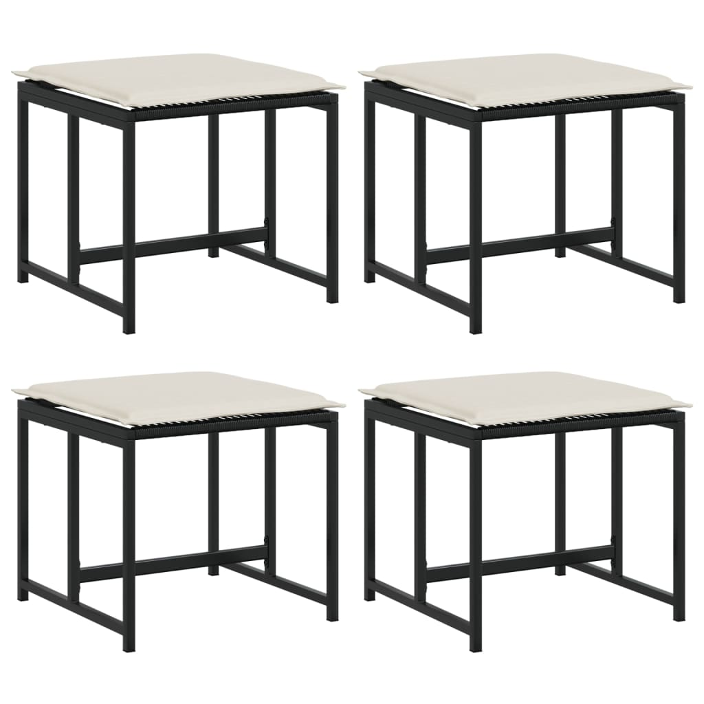 4 db fekete polyrattan kerti szék párnákkal (4008576)