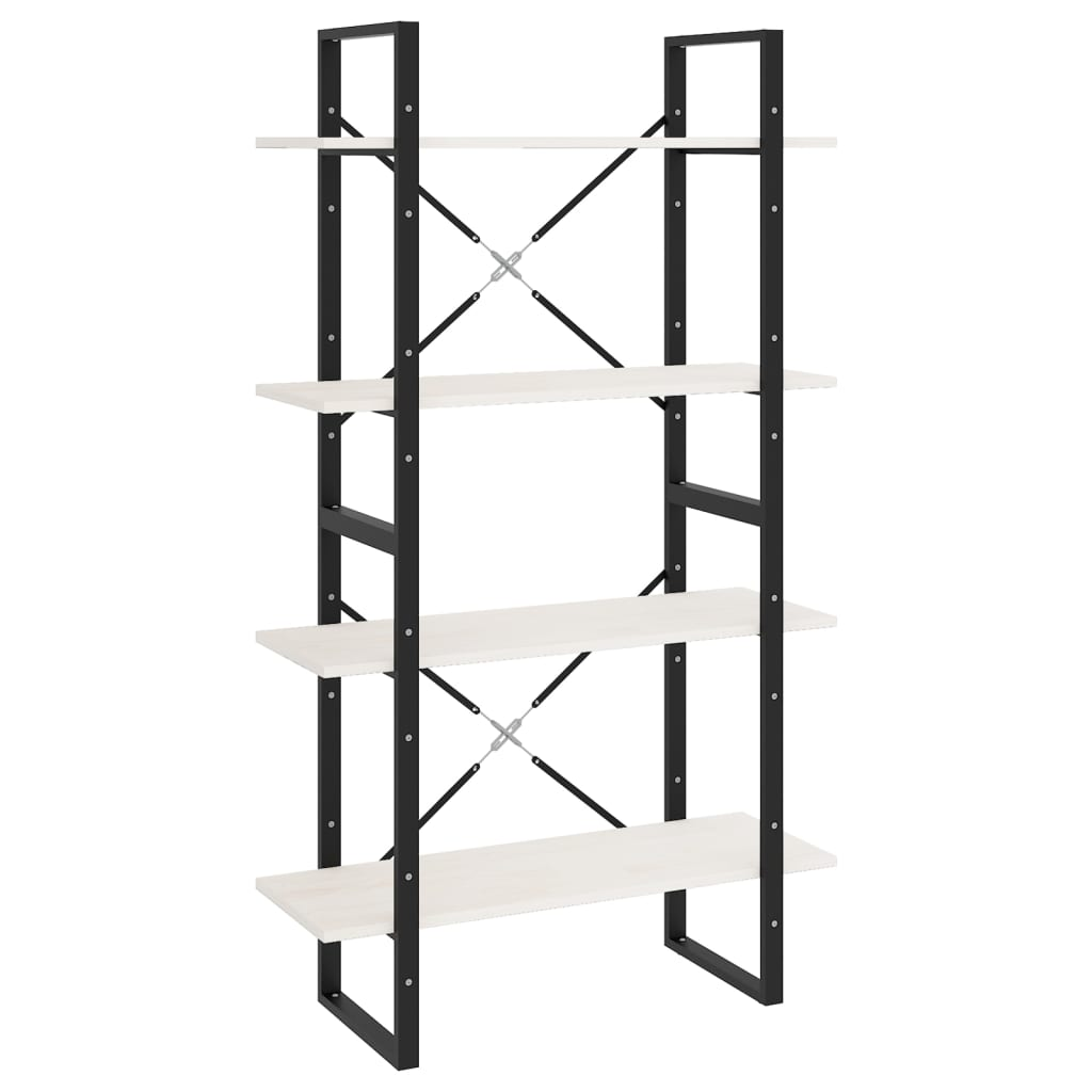 négyszintes fehér tömör fenyőfa könyvszekrény 80 x 30 x 140 cm (806463)