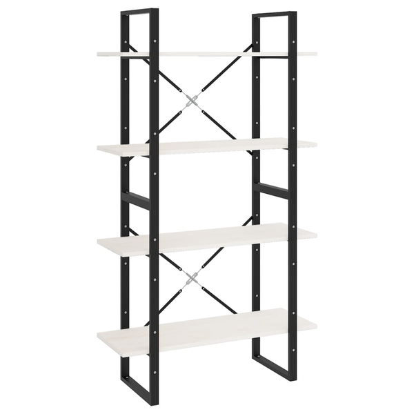 Bibliotecă cu 4 rafturi, alb, 80x30x140 cm, lemn masiv de pin