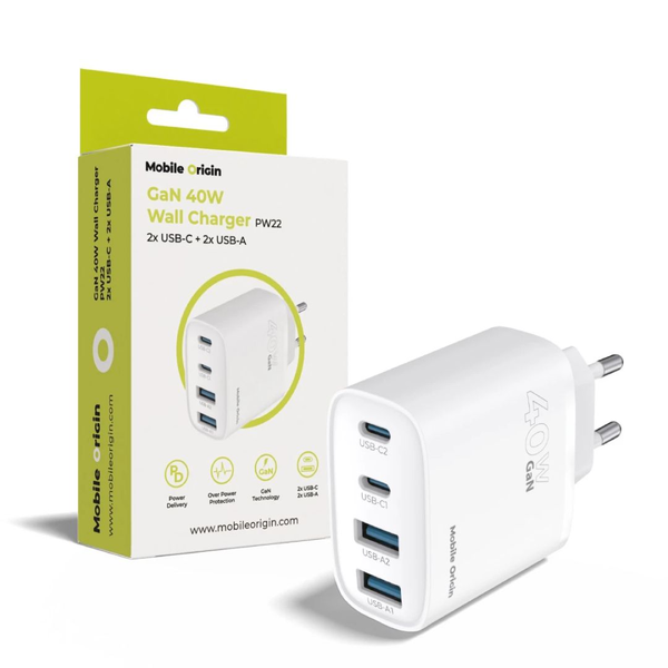 Nabíječka pro smartphony Mobile Origin GaN Wall Charger PW22 - 2x 40W