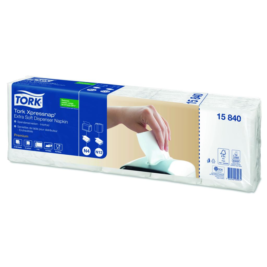 Tork Premium Interfolde adagolós szalvéta 2 rétegű (500 db/csomag) fehér (15840) (T15840)