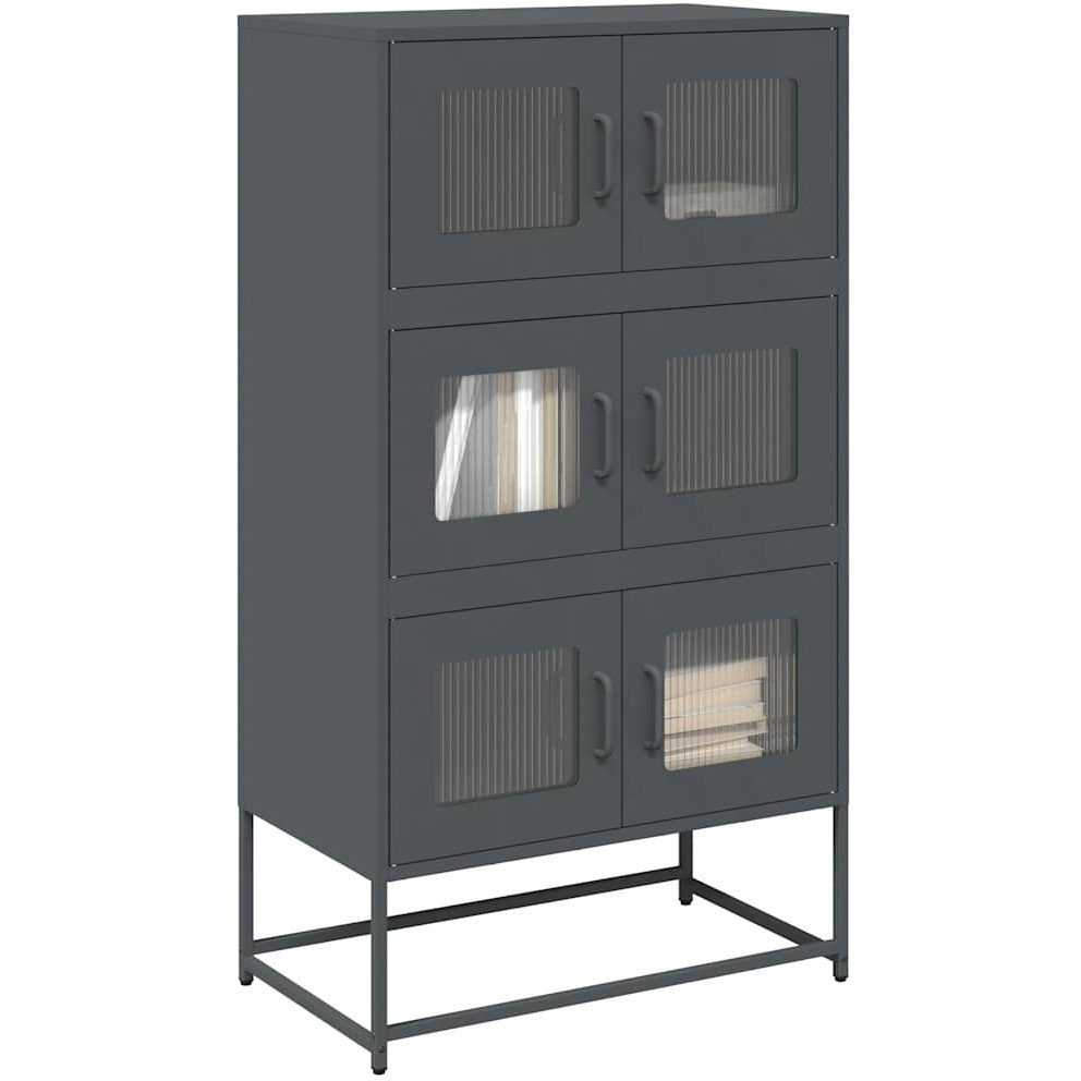 Highboard antracit 68x39x123 cm Acél (853352 VidaXL)
