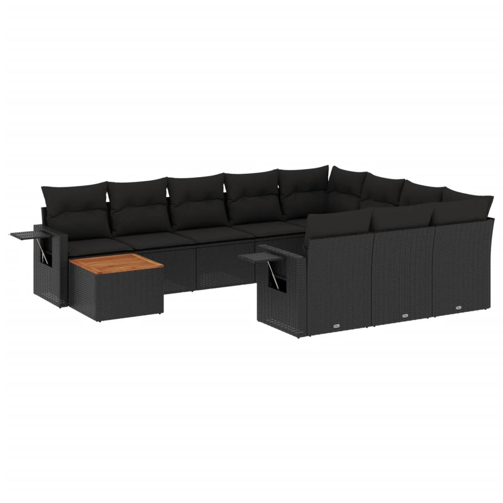 11 részes fekete polyrattan kerti ülőgarnitúra párnákkal (3257077)
