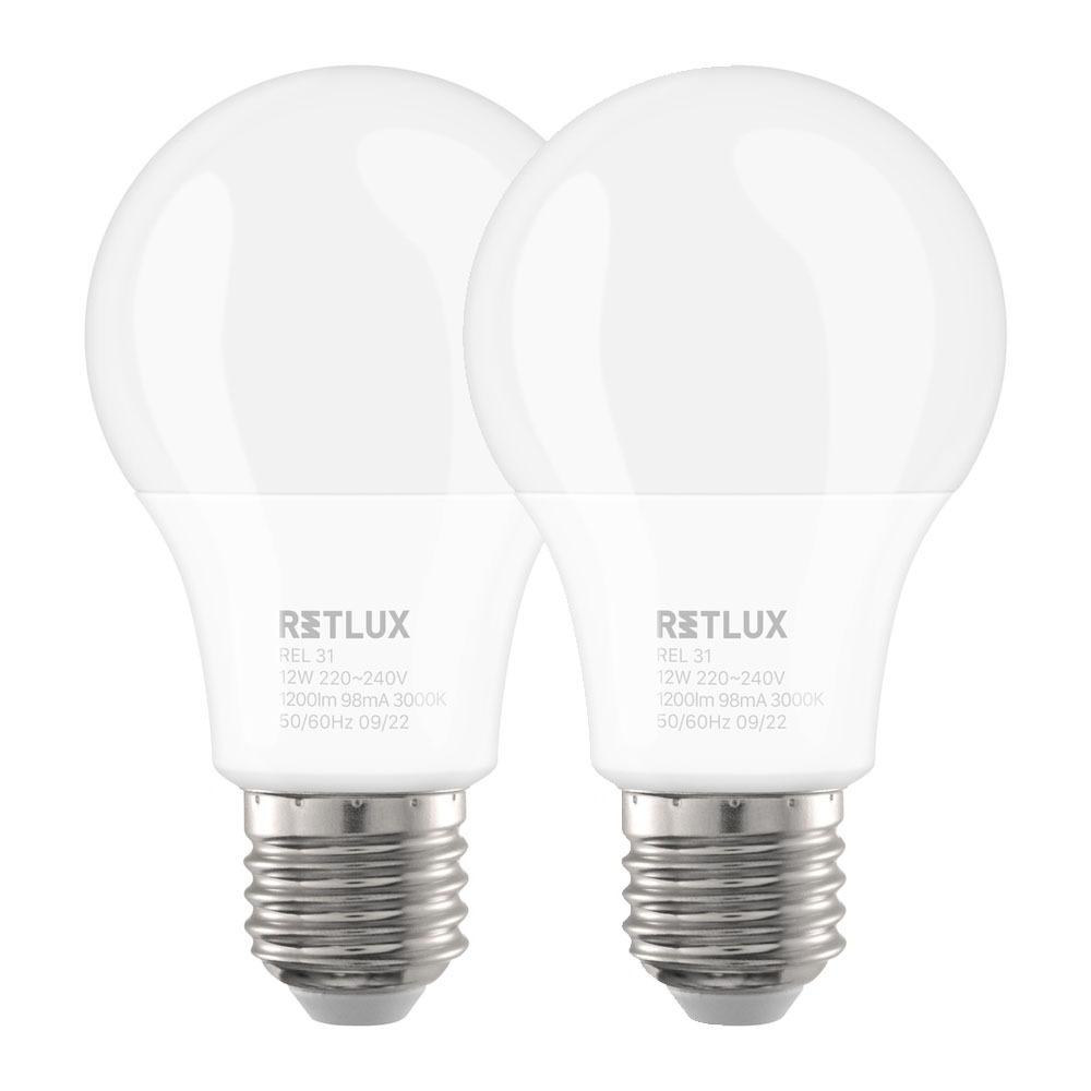 Retlux REL 31 LED A60 izzó 12W 1200lm 3000K E27 - Meleg fehér (2db) (REL 31)