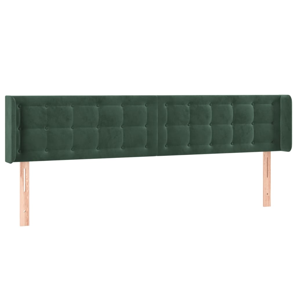 sötétzöld bársony szárnyas fejtámla 203x16x78/88 cm (3119271)