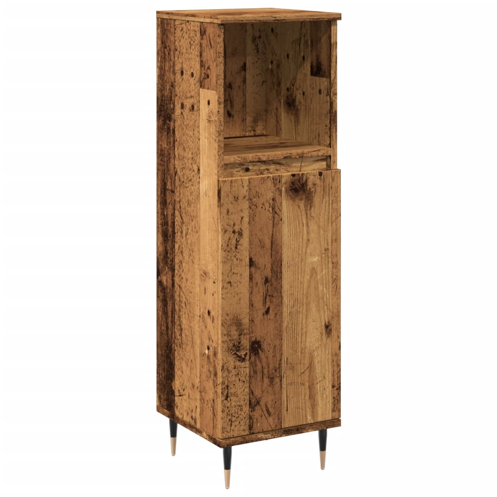antik fa színű szerelt fa fürdőszobaszekrény 30 x 30 x 100 cm (857205)