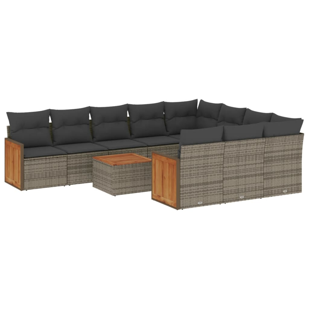 11 részes szürke polyrattan kerti ülőgarnitúra párnákkal (3260429)