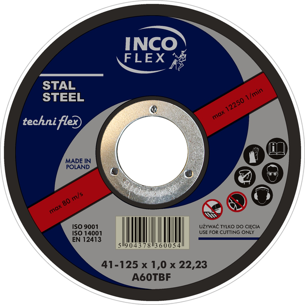  Inco Flex Tarcza do cięcia stali typ 41 125x1,6x22,23mm - M41-125-1,6-22A60T