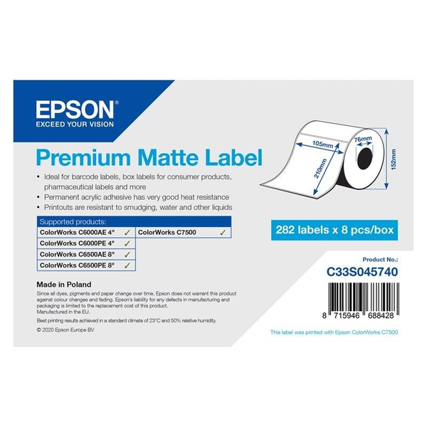 Epson C33S045740 print etiket Selvklæbende printeretiket