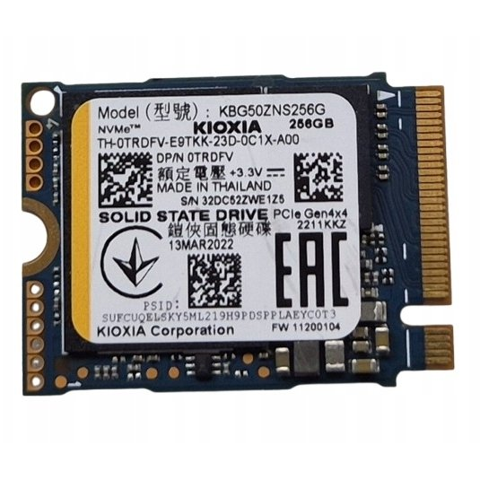 Kioxia KBG50ZNS256G 256GB M.2 2230 PCIe Gen4 NVMe SSD