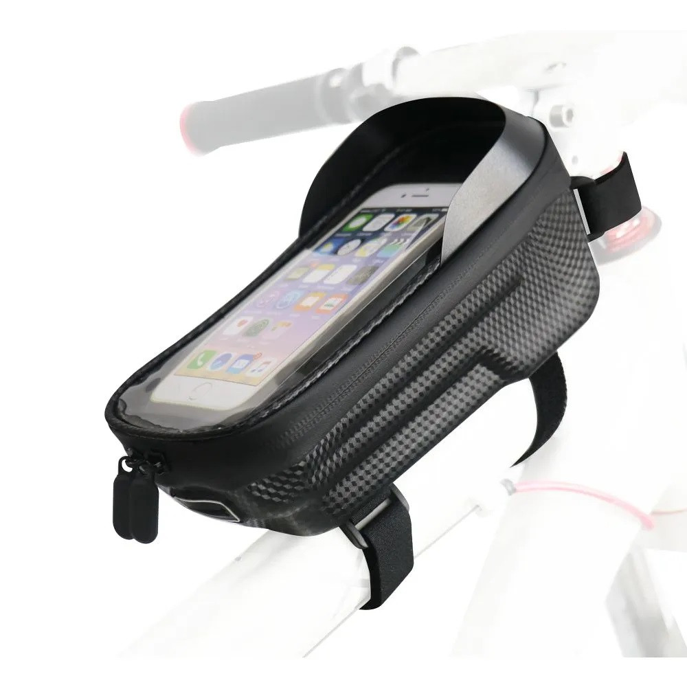 Univerzális, kerékpáros / biciklis tartó, táska, 5 - 6.2", vázra szerelhető, vízálló, napellenző, FSBFB-451, fekete (TS12314)