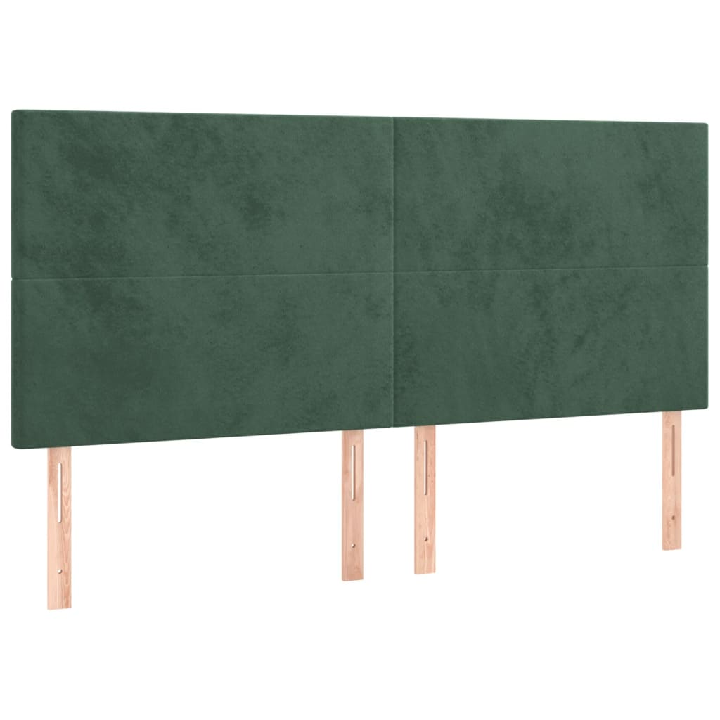 4 db sötétzöld bársony fejtámla 80 x 5 x 78/88 cm (3116109)