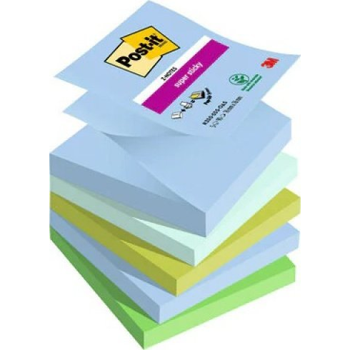 Öntapadó jegyzettömb, "Z", 76x76 mm, 5x90 lap, 3M POSTIT "Super Sticky Oasis", vegyes színek (3M-04054596924314)