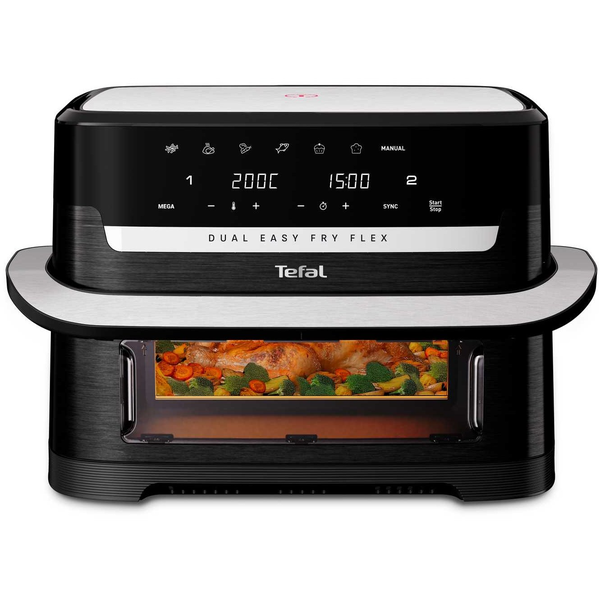 Tefal Dual Easy Fry Flex EY9228 9 L Indipendente 2700 W Friggitrice ad aria calda Nero, Acciaio inox