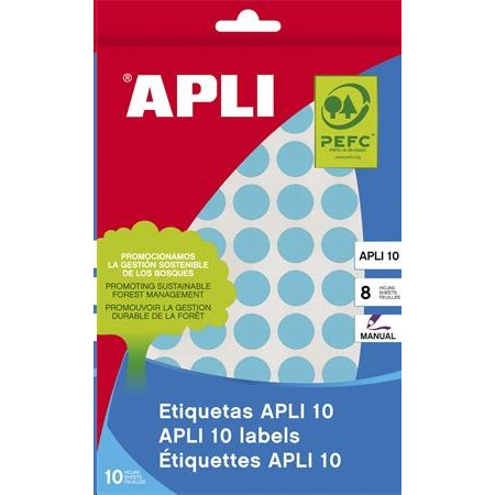 APLI 10 mm kör, kézzel írható etikett, kék 1008 darab (LCA2731) (LCA2731)