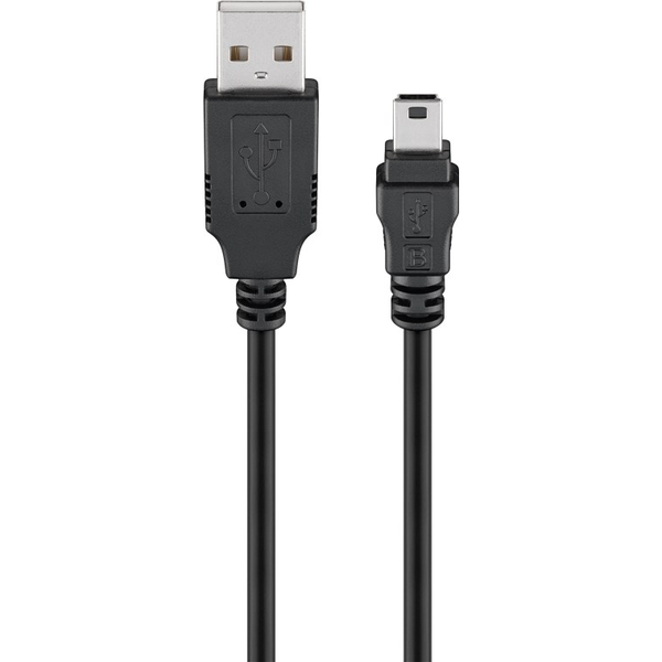 Goobay 46712 USB-A apa - Mini USB apa 2.0 Adat és töltőkábel - Fekete (1m)