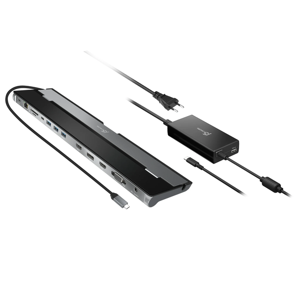 j5create JCD543P-EN stații de andocare și replicatoare de porturi pentru calculatoare portabile Prin cablu USB 3.2 Gen 1 (3.1 Gen 1) Type-C Negru, Argint