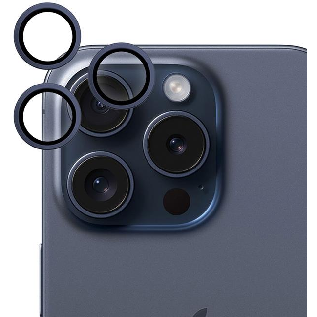 Epico iPhone 15 Pro/15 Pro Max kamera védő fólia - alumínium, kék titán (81312151600001)