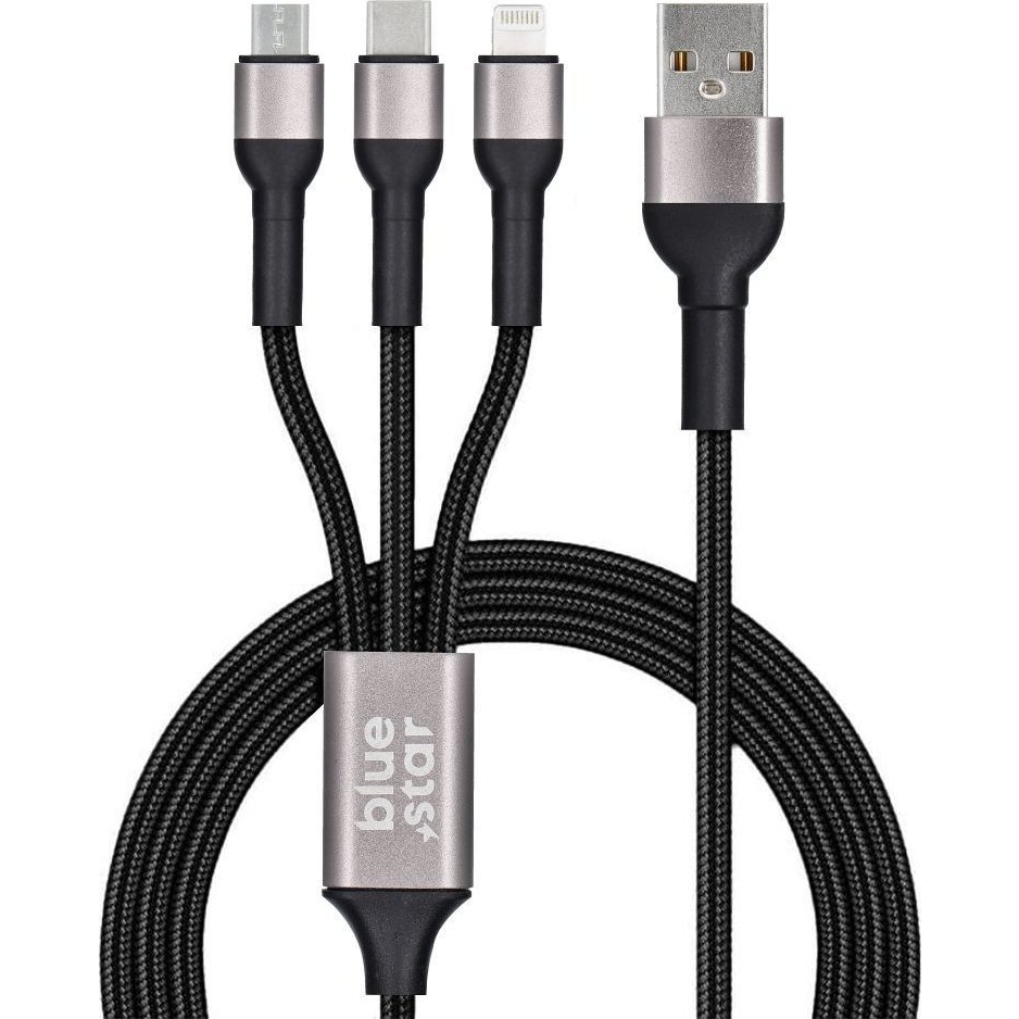 Blue Star Adatkábel-3 Az 1-ben Micro USB, USB C És Lightning Aljzat ( )