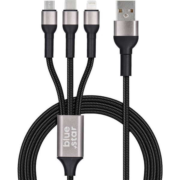 Blue Star Adatkábel-3 Az 1-ben Micro USB, USB C És Lightning Aljzat