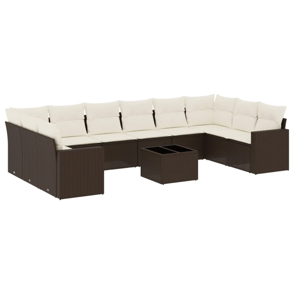 11 részes barna polyrattan kerti ülőgarnitúra párnákkal (3219473)