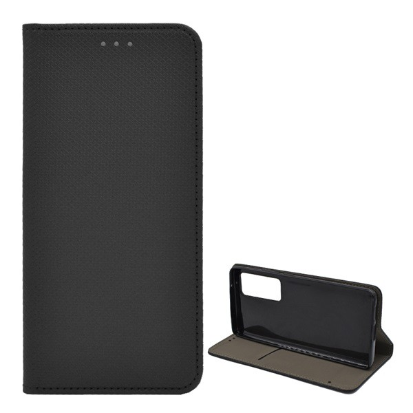 Tok álló, bőr hatású (FLIP, oldalra nyíló, asztali tartó funkció, rombusz minta) FEKETE [vivo X60 Pro]