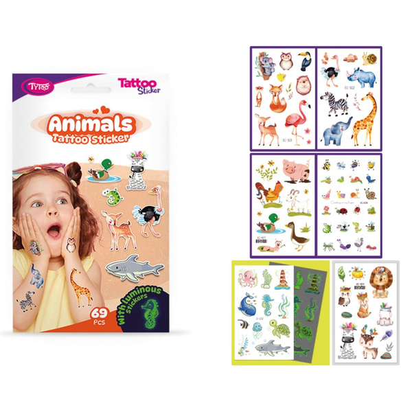 TyToo állatos tetoválás matrica szett 69db / csomag (TY50269)