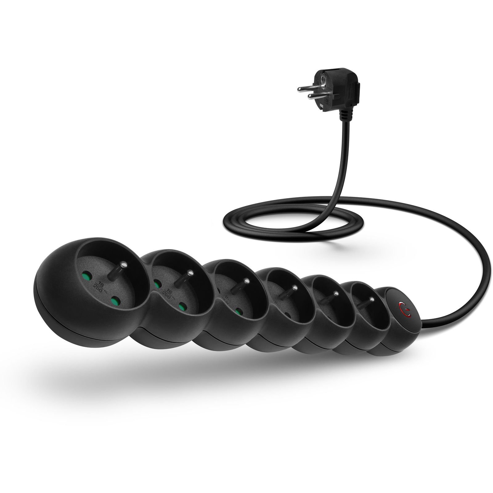 CONNECT IT hosszabbító 230 V, 6 aljzat, 5 m, kapcsolóval, fekete (CES-1015-BK)