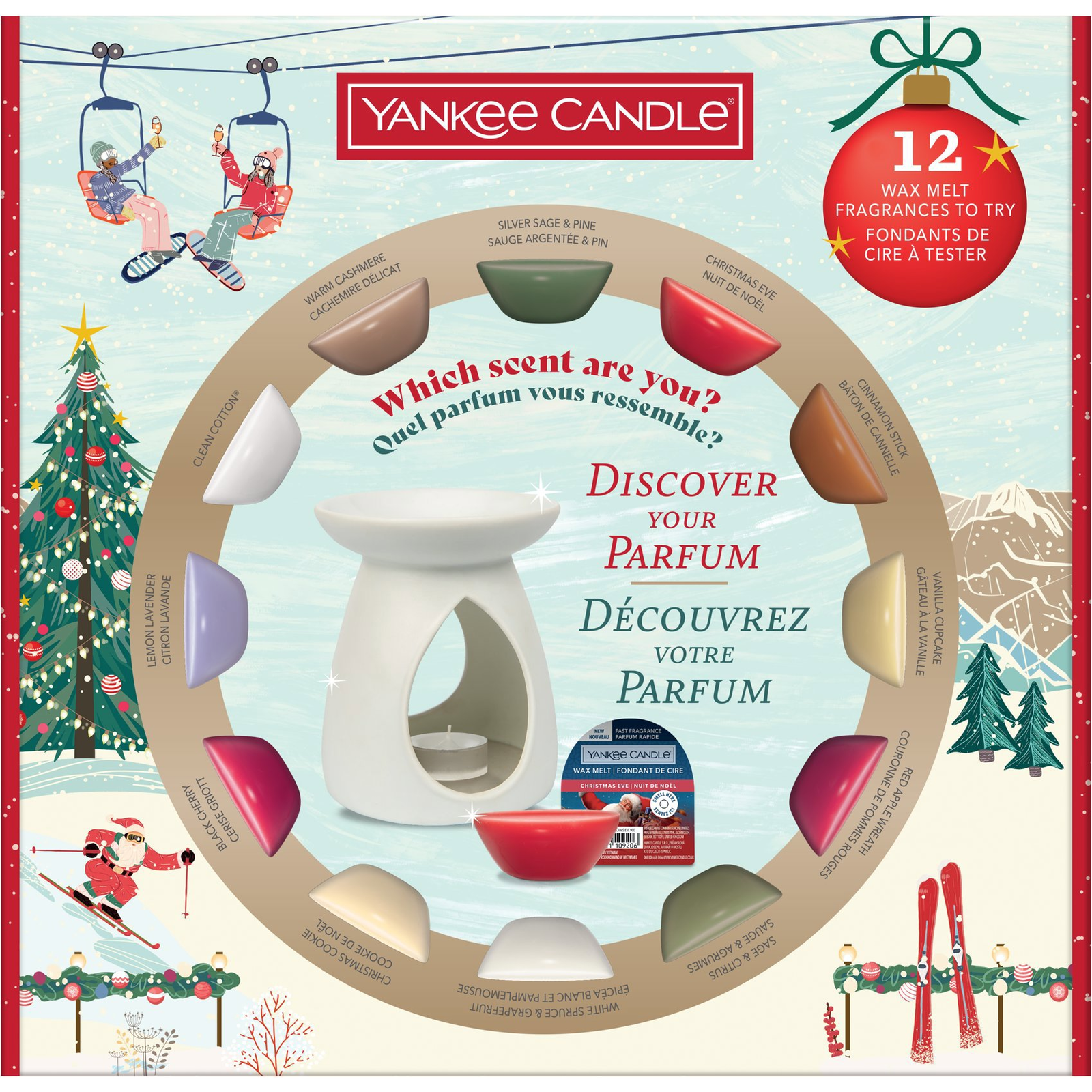 YANKEE CANDLE karácsonyi szett 2025, illatos viaszokkal, 12×22 g (5038581166469)