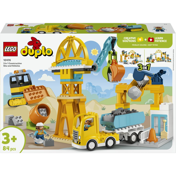 LEGO® DUPLO®: 3 az 1-ben építési terület és munkagépek (10476)
