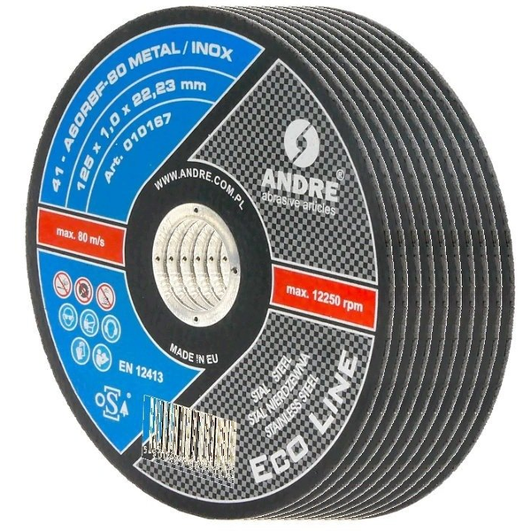 ANDRE TARCZA DO METALU 125 x 1,0mm METAL/INOX ECO LINE PUSZKA /10szt.