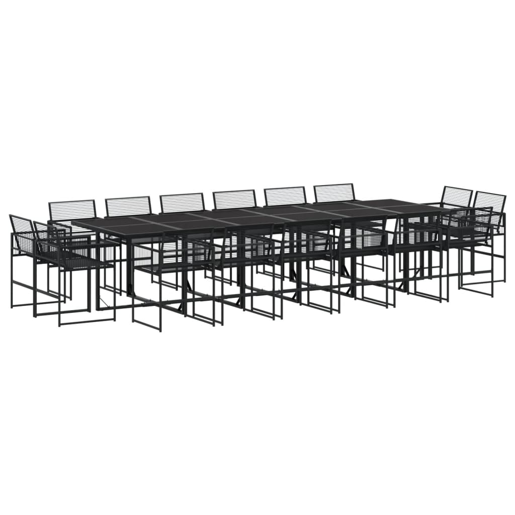 17 részes fekete polyrattan kerti étkezőgarnitúra (3295042)