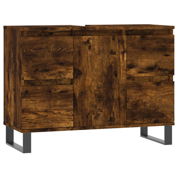füstös tölgyszínű szerelt fa fürdőszobaszekrény 80 x 33 x 60 cm